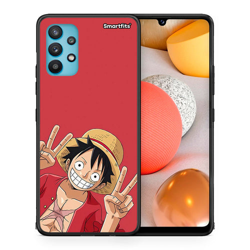 Θήκη Samsung Galaxy A32 5G Pirate Luffy από τη Smartfits με σχέδιο στο πίσω μέρος και μαύρο περίβλημα | Samsung Galaxy A32 5G Pirate Luffy case with colorful back and black bezels