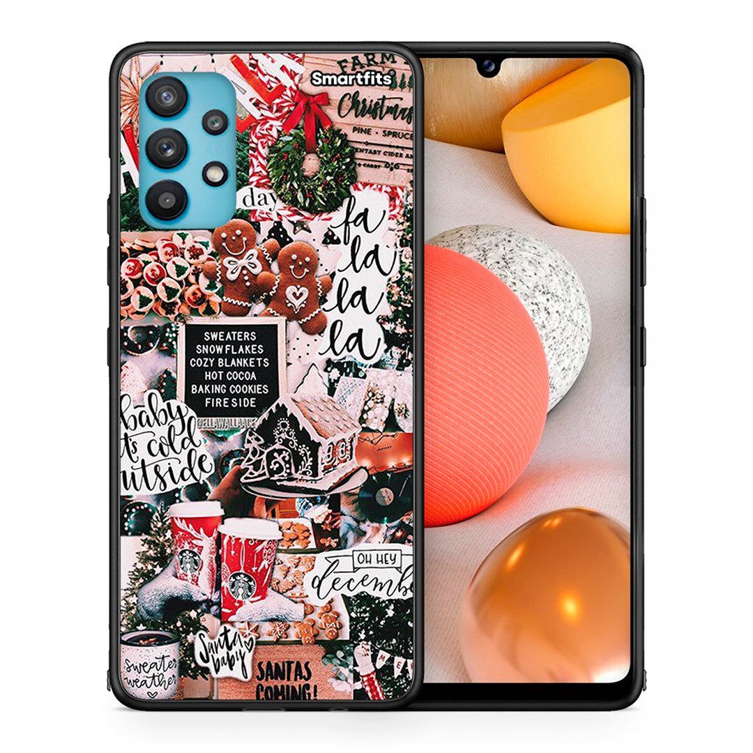 Θήκη Samsung Galaxy A32 5G Xmas Habbits από τη Smartfits με σχέδιο στο πίσω μέρος και μαύρο περίβλημα | Samsung Galaxy A32 5G Xmas Habbits case with colorful back and black bezels