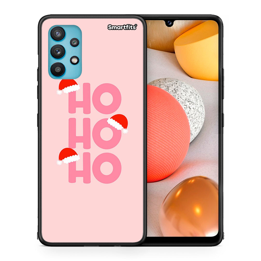 Θήκη Samsung Galaxy A32 5G Xmas Ho Ho Ho από τη Smartfits με σχέδιο στο πίσω μέρος και μαύρο περίβλημα | Samsung Galaxy A32 5G Xmas Ho Ho Ho case with colorful back and black bezels