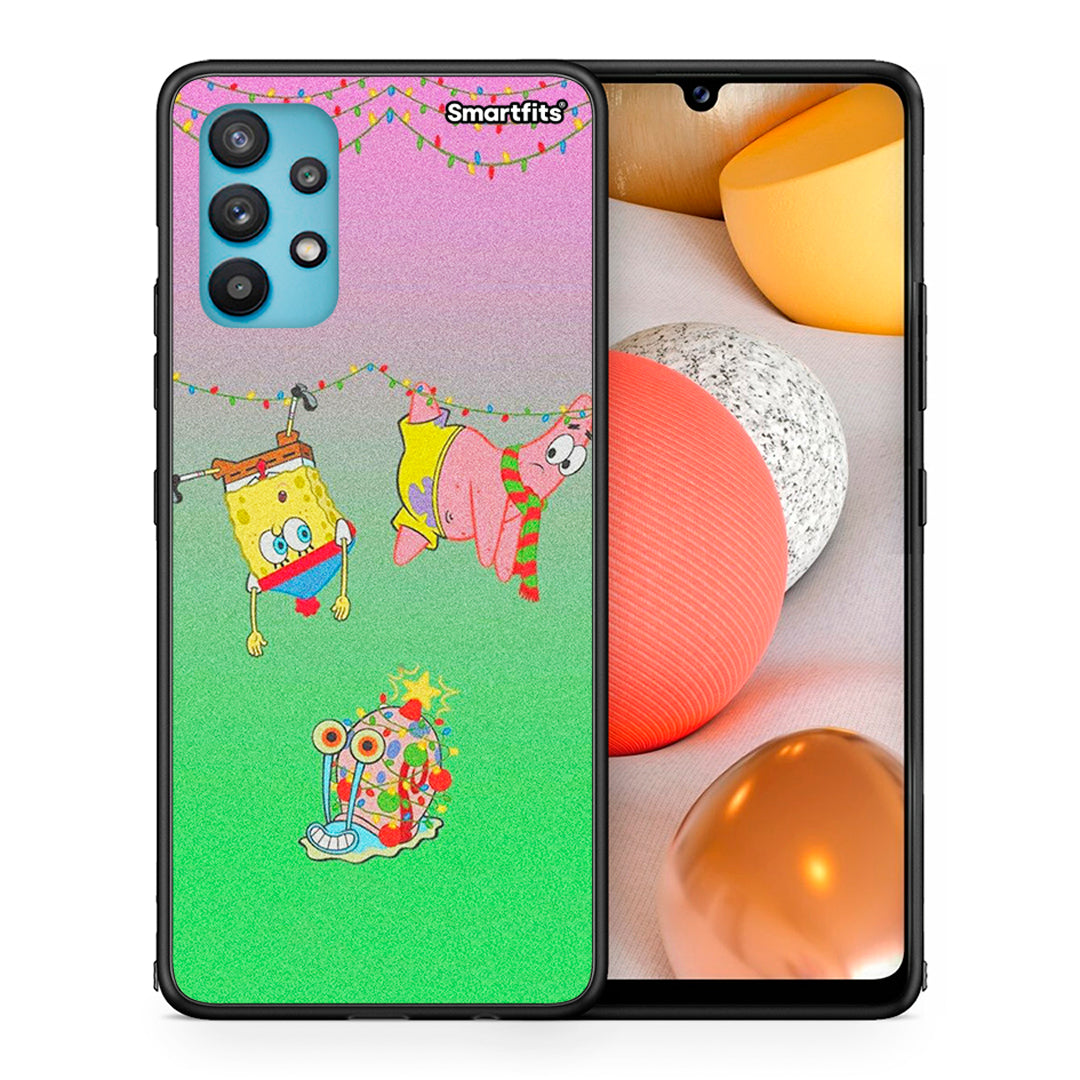 Θήκη Samsung Galaxy A32 5G Xmas Lights από τη Smartfits με σχέδιο στο πίσω μέρος και μαύρο περίβλημα | Samsung Galaxy A32 5G Xmas Lights case with colorful back and black bezels