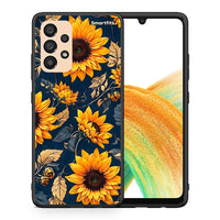 Thumbnail for Θήκη Samsung A33 5G Autumn Sunflowers από τη Smartfits με σχέδιο στο πίσω μέρος και μαύρο περίβλημα | Samsung A33 5G Autumn Sunflowers case with colorful back and black bezels
