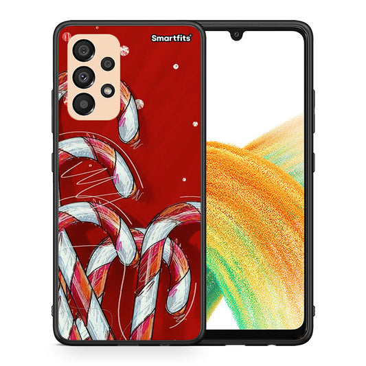 Θήκη Samsung A33 5G Candy Cane από τη Smartfits με σχέδιο στο πίσω μέρος και μαύρο περίβλημα | Samsung A33 5G Candy Cane case with colorful back and black bezels