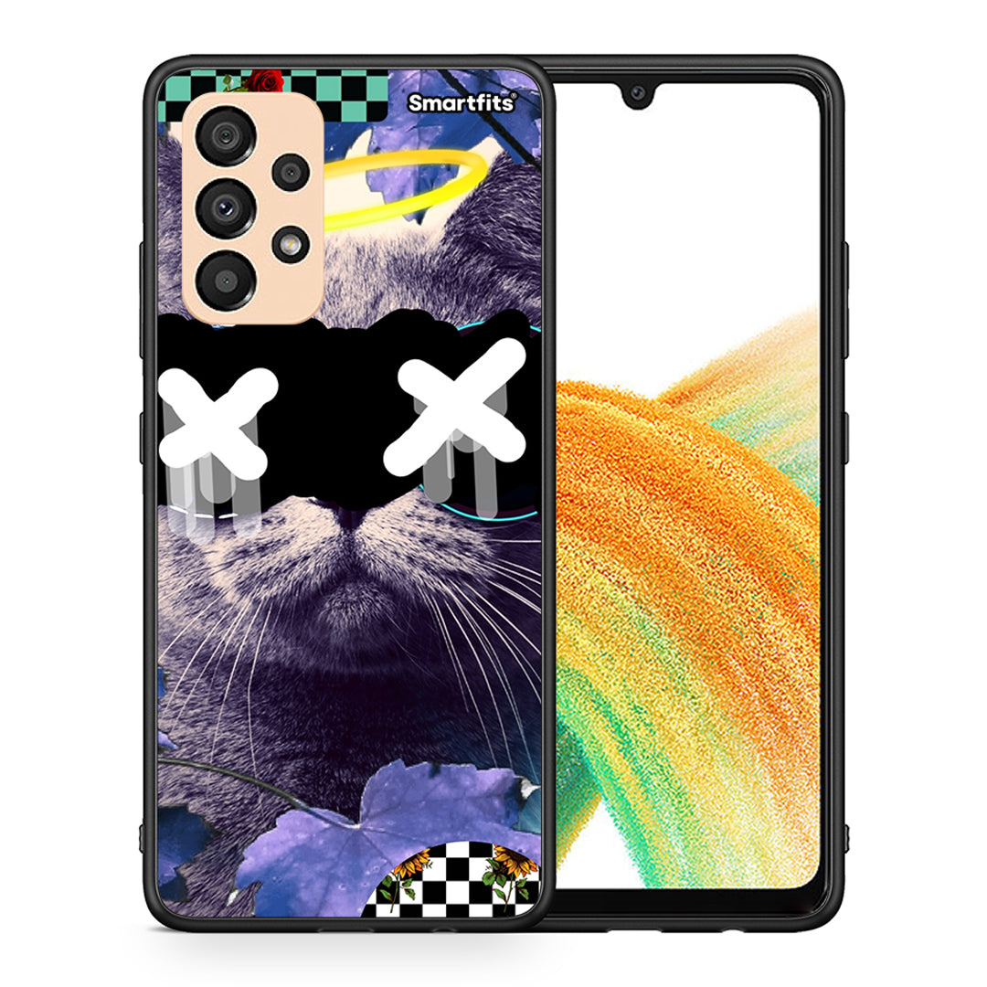 Θήκη Samsung A33 5G Cat Collage από τη Smartfits με σχέδιο στο πίσω μέρος και μαύρο περίβλημα | Samsung A33 5G Cat Collage case with colorful back and black bezels