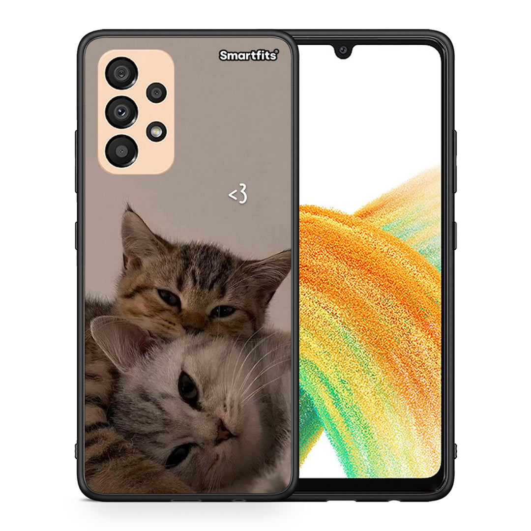 Θήκη Samsung A33 5G Cats In Love από τη Smartfits με σχέδιο στο πίσω μέρος και μαύρο περίβλημα | Samsung A33 5G Cats In Love case with colorful back and black bezels