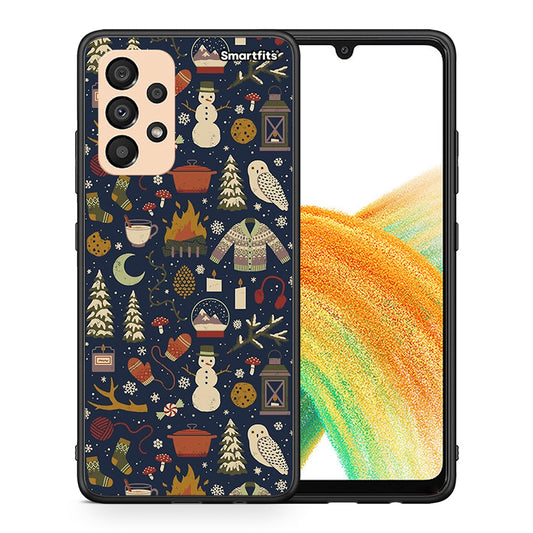 Θήκη Samsung A33 5G Christmas Elements από τη Smartfits με σχέδιο στο πίσω μέρος και μαύρο περίβλημα | Samsung A33 5G Christmas Elements case with colorful back and black bezels