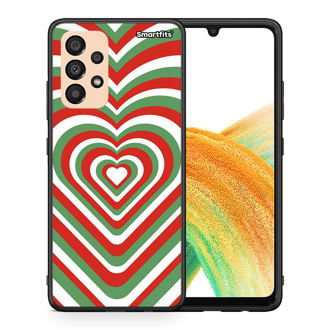 Θήκη Samsung A33 5G Christmas Hearts από τη Smartfits με σχέδιο στο πίσω μέρος και μαύρο περίβλημα | Samsung A33 5G Christmas Hearts case with colorful back and black bezels