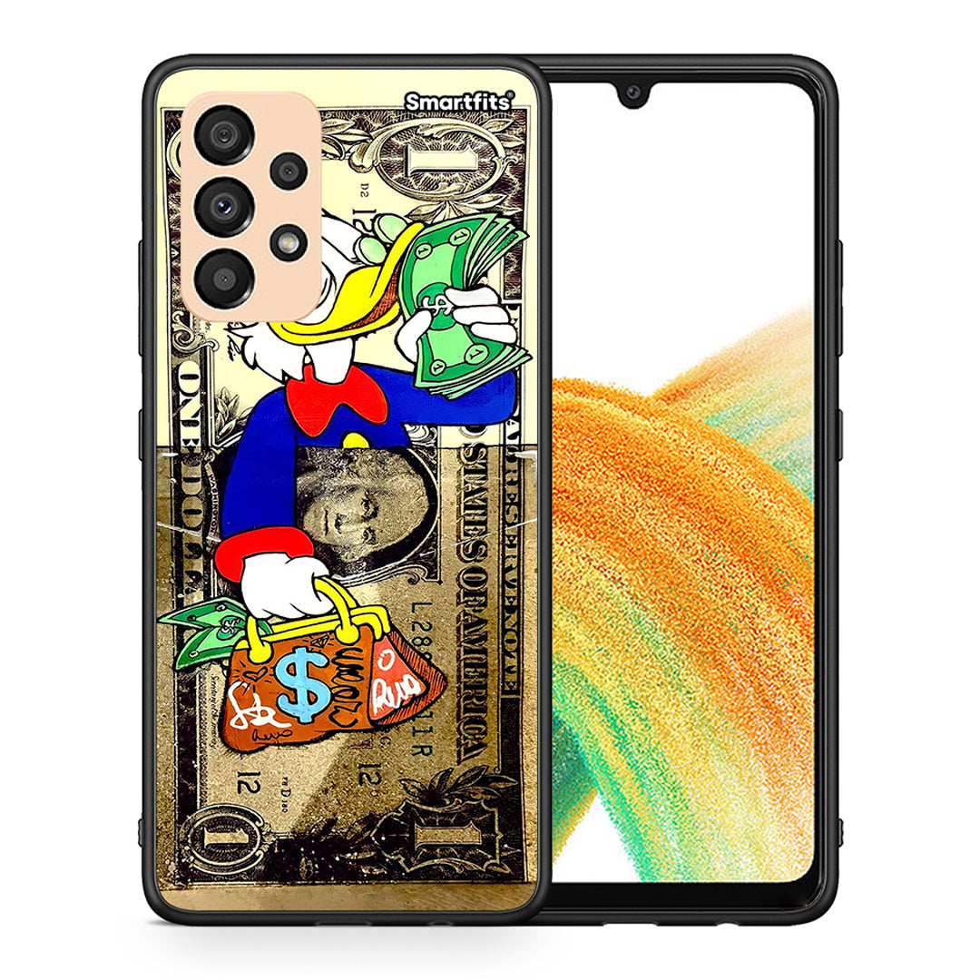 Θήκη Samsung A33 5G Duck Money από τη Smartfits με σχέδιο στο πίσω μέρος και μαύρο περίβλημα | Samsung A33 5G Duck Money case with colorful back and black bezels