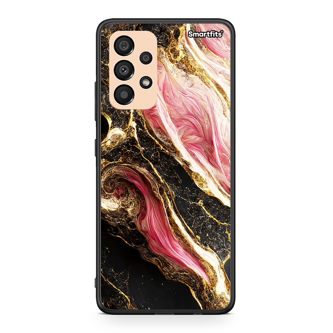 Samsung A33 5G Glamorous Pink Marble θήκη από τη Smartfits με σχέδιο στο πίσω μέρος και μαύρο περίβλημα | Smartphone case with colorful back and black bezels by Smartfits
