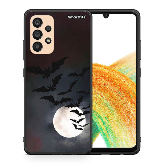 Θήκη Samsung A33 5G Halloween Bat Night από τη Smartfits με σχέδιο στο πίσω μέρος και μαύρο περίβλημα | Samsung A33 5G Halloween Bat Night case with colorful back and black bezels