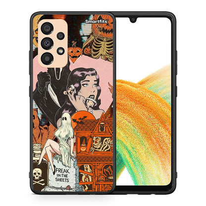 Θήκη Samsung A33 5G Halloween Collage από τη Smartfits με σχέδιο στο πίσω μέρος και μαύρο περίβλημα | Samsung A33 5G Halloween Collage case with colorful back and black bezels