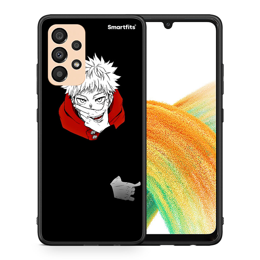 Θήκη Samsung A33 5G Itadori Anime από τη Smartfits με σχέδιο στο πίσω μέρος και μαύρο περίβλημα | Samsung A33 5G Itadori Anime case with colorful back and black bezels