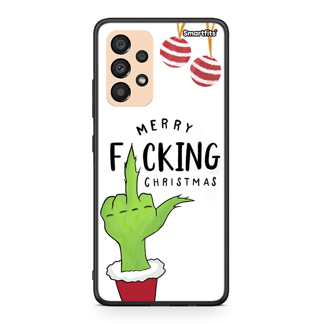 Samsung A33 5G Merry F Xmas θήκη από τη Smartfits με σχέδιο στο πίσω μέρος και μαύρο περίβλημα | Smartphone case with colorful back and black bezels by Smartfits