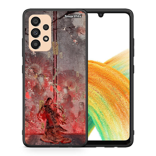 Θήκη Samsung A33 5G Nezuko Kamado από τη Smartfits με σχέδιο στο πίσω μέρος και μαύρο περίβλημα | Samsung A33 5G Nezuko Kamado case with colorful back and black bezels