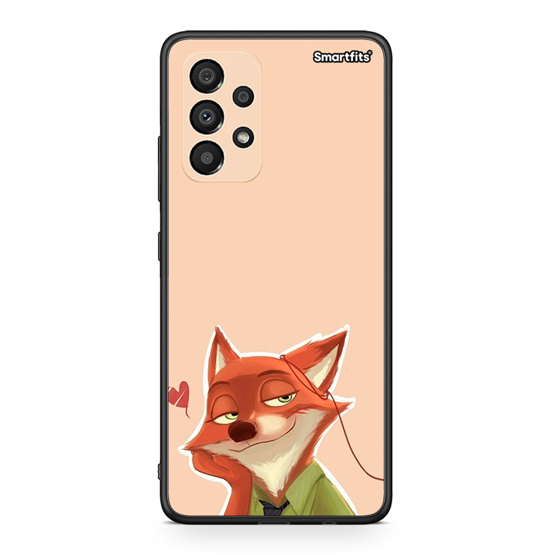 Samsung A33 5G Nick Wilde And Judy Hopps Love 1 θήκη από τη Smartfits με σχέδιο στο πίσω μέρος και μαύρο περίβλημα | Smartphone case with colorful back and black bezels by Smartfits
