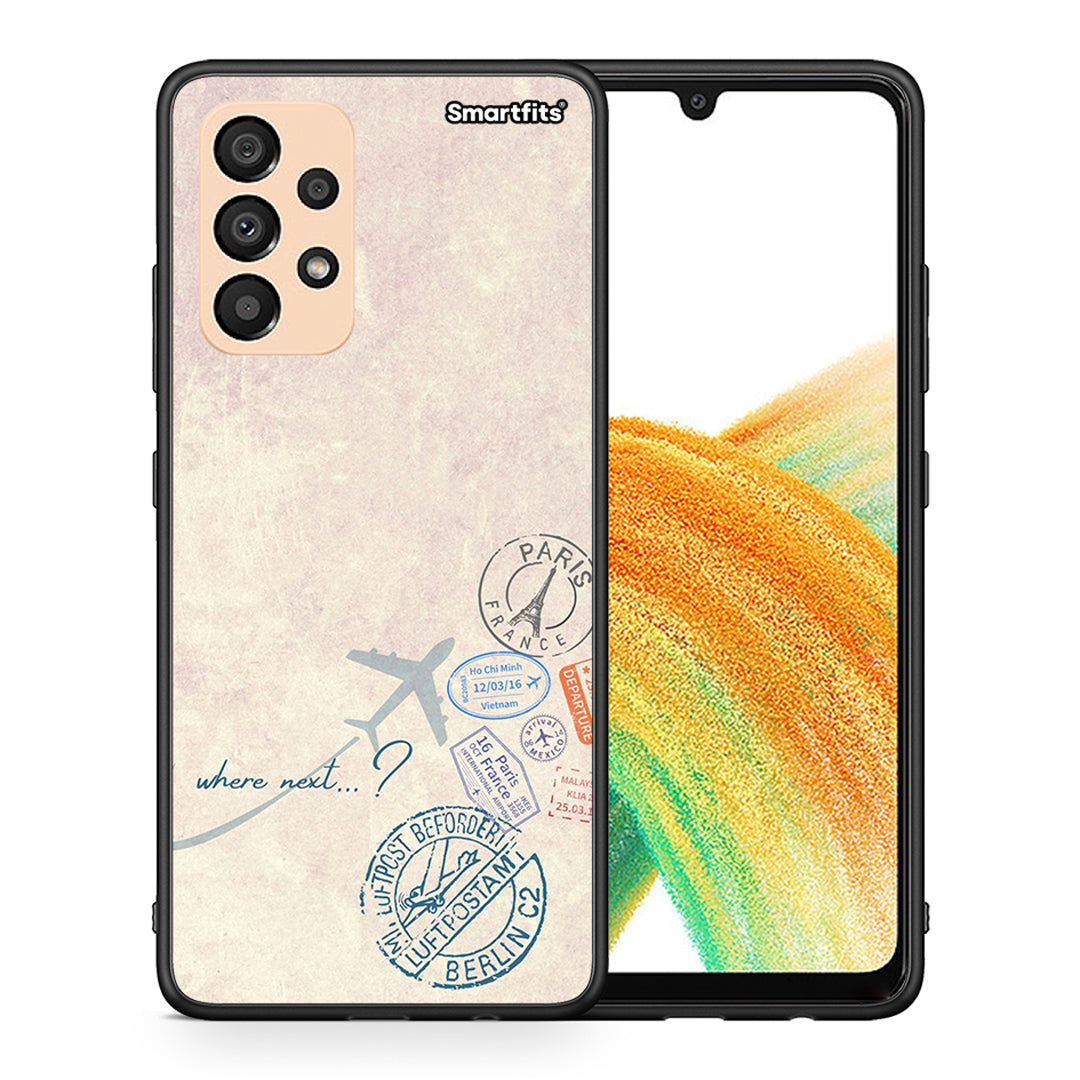 Θήκη Samsung A33 5G Where Next από τη Smartfits με σχέδιο στο πίσω μέρος και μαύρο περίβλημα | Samsung A33 5G Where Next case with colorful back and black bezels