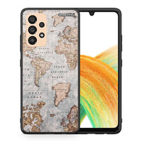 Thumbnail for Θήκη Samsung A33 5G World Map από τη Smartfits με σχέδιο στο πίσω μέρος και μαύρο περίβλημα | Samsung A33 5G World Map case with colorful back and black bezels