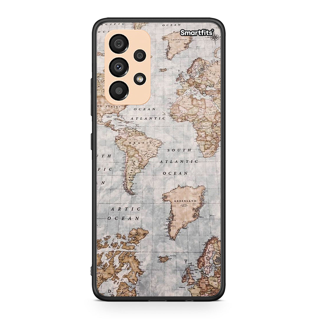 Samsung A33 5G World Map Θήκη από τη Smartfits με σχέδιο στο πίσω μέρος και μαύρο περίβλημα | Smartphone case with colorful back and black bezels by Smartfits