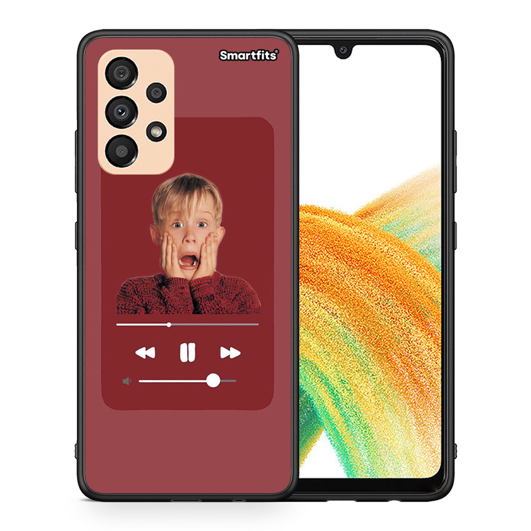 Θήκη Samsung A33 5G Xmas Alone Music από τη Smartfits με σχέδιο στο πίσω μέρος και μαύρο περίβλημα | Samsung A33 5G Xmas Alone Music case with colorful back and black bezels