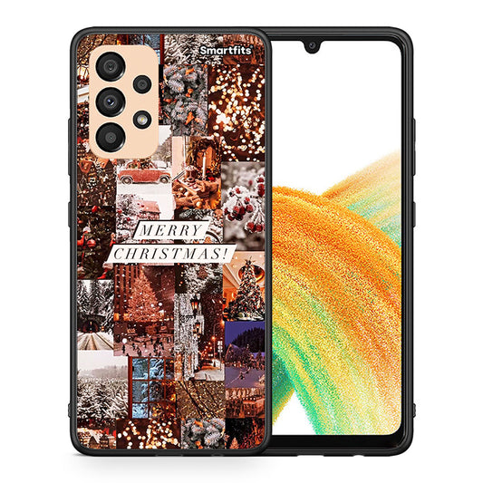 Θήκη Samsung A33 5G Xmas Collage από τη Smartfits με σχέδιο στο πίσω μέρος και μαύρο περίβλημα | Samsung A33 5G Xmas Collage case with colorful back and black bezels