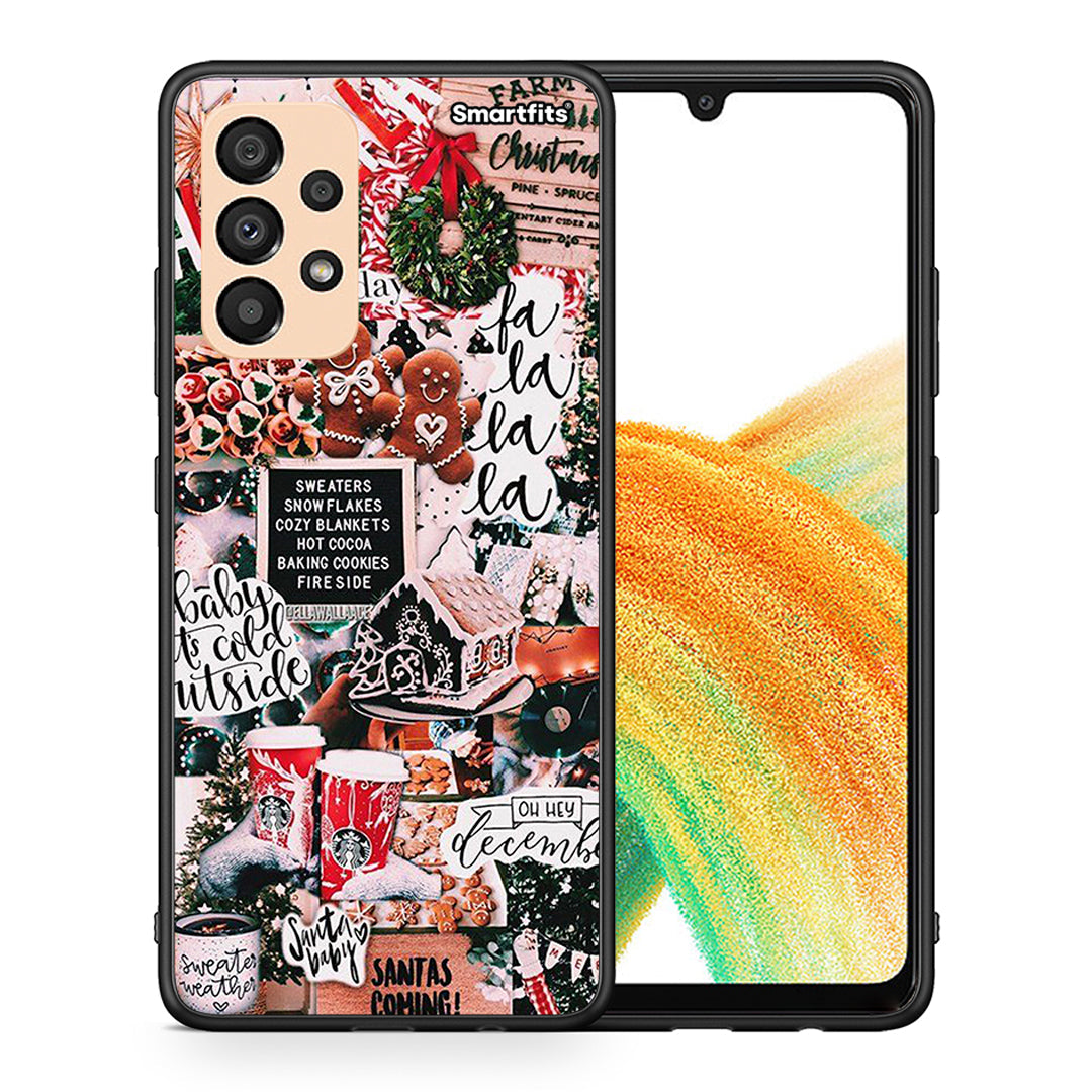 Θήκη Samsung A33 5G Xmas Habbits από τη Smartfits με σχέδιο στο πίσω μέρος και μαύρο περίβλημα | Samsung A33 5G Xmas Habbits case with colorful back and black bezels