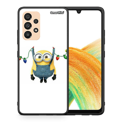 Θήκη Samsung A33 5G Xmas Minion Lights από τη Smartfits με σχέδιο στο πίσω μέρος και μαύρο περίβλημα | Samsung A33 5G Xmas Minion Lights case with colorful back and black bezels