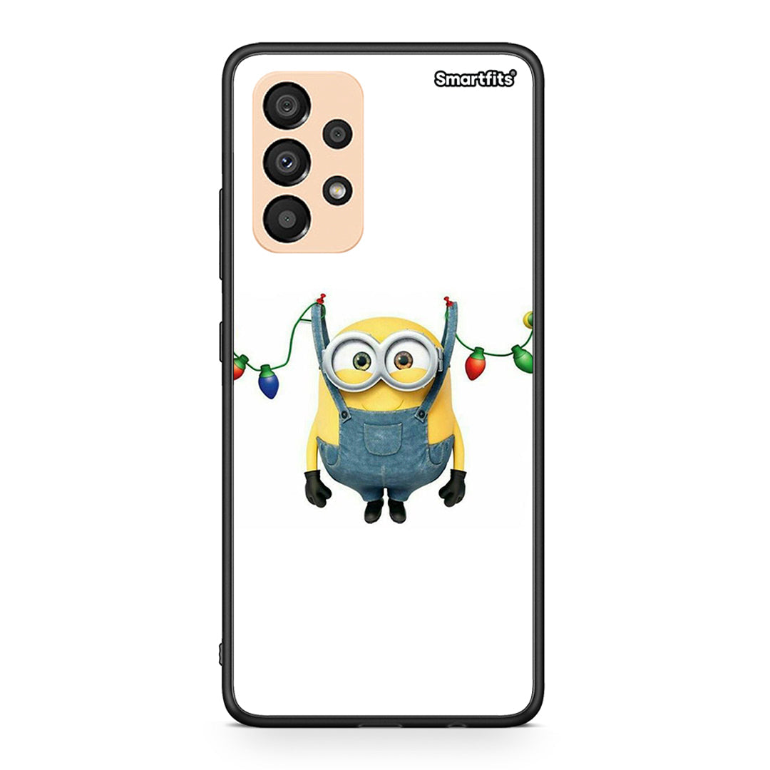 Samsung A33 5G Xmas Minion Lights θήκη από τη Smartfits με σχέδιο στο πίσω μέρος και μαύρο περίβλημα | Smartphone case with colorful back and black bezels by Smartfits