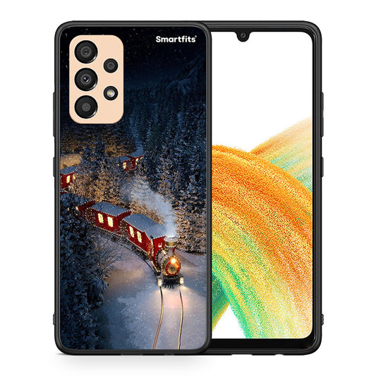 Θήκη Samsung A33 5G Xmas Train από τη Smartfits με σχέδιο στο πίσω μέρος και μαύρο περίβλημα | Samsung A33 5G Xmas Train case with colorful back and black bezels