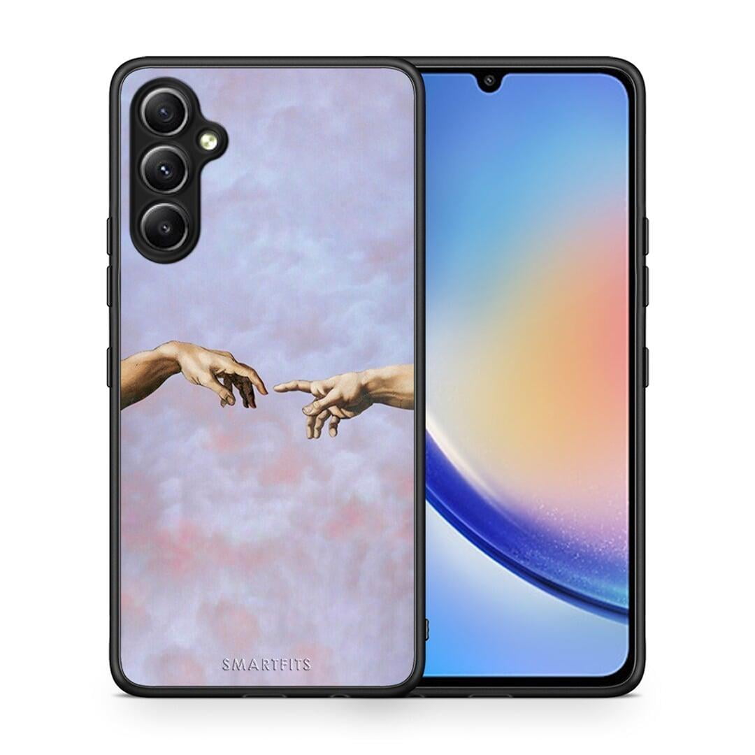 Θήκη Samsung Galaxy A34 Adam Hand από τη Smartfits με σχέδιο στο πίσω μέρος και μαύρο περίβλημα | Samsung Galaxy A34 Adam Hand Case with Colorful Back and Black Bezels