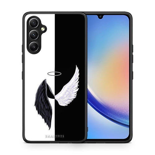 Θήκη Samsung Galaxy A34 Angels Demons από τη Smartfits με σχέδιο στο πίσω μέρος και μαύρο περίβλημα | Samsung Galaxy A34 Angels Demons Case with Colorful Back and Black Bezels
