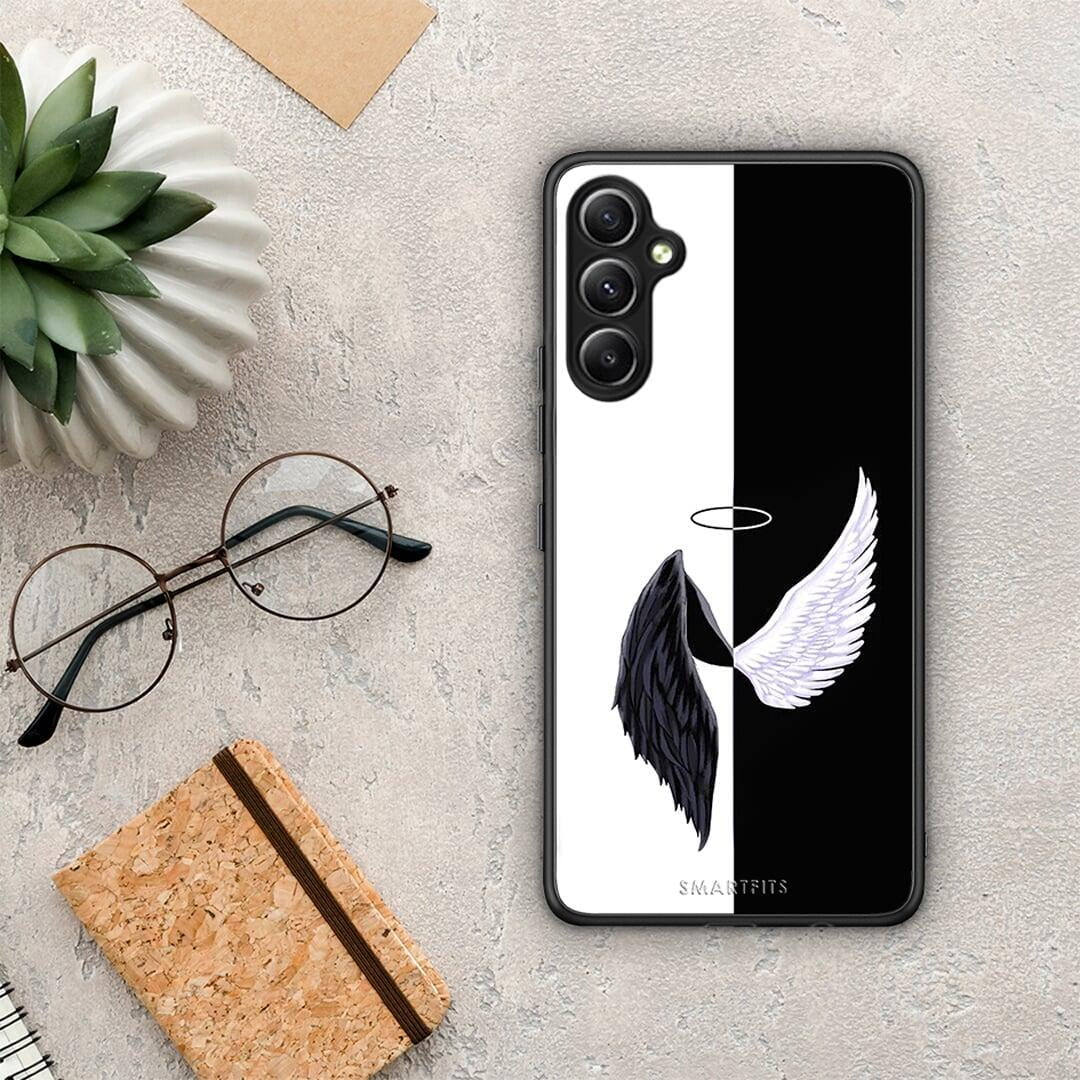 Θήκη Samsung Galaxy A34 Angels Demons από τη Smartfits με σχέδιο στο πίσω μέρος και μαύρο περίβλημα | Samsung Galaxy A34 Angels Demons Case with Colorful Back and Black Bezels