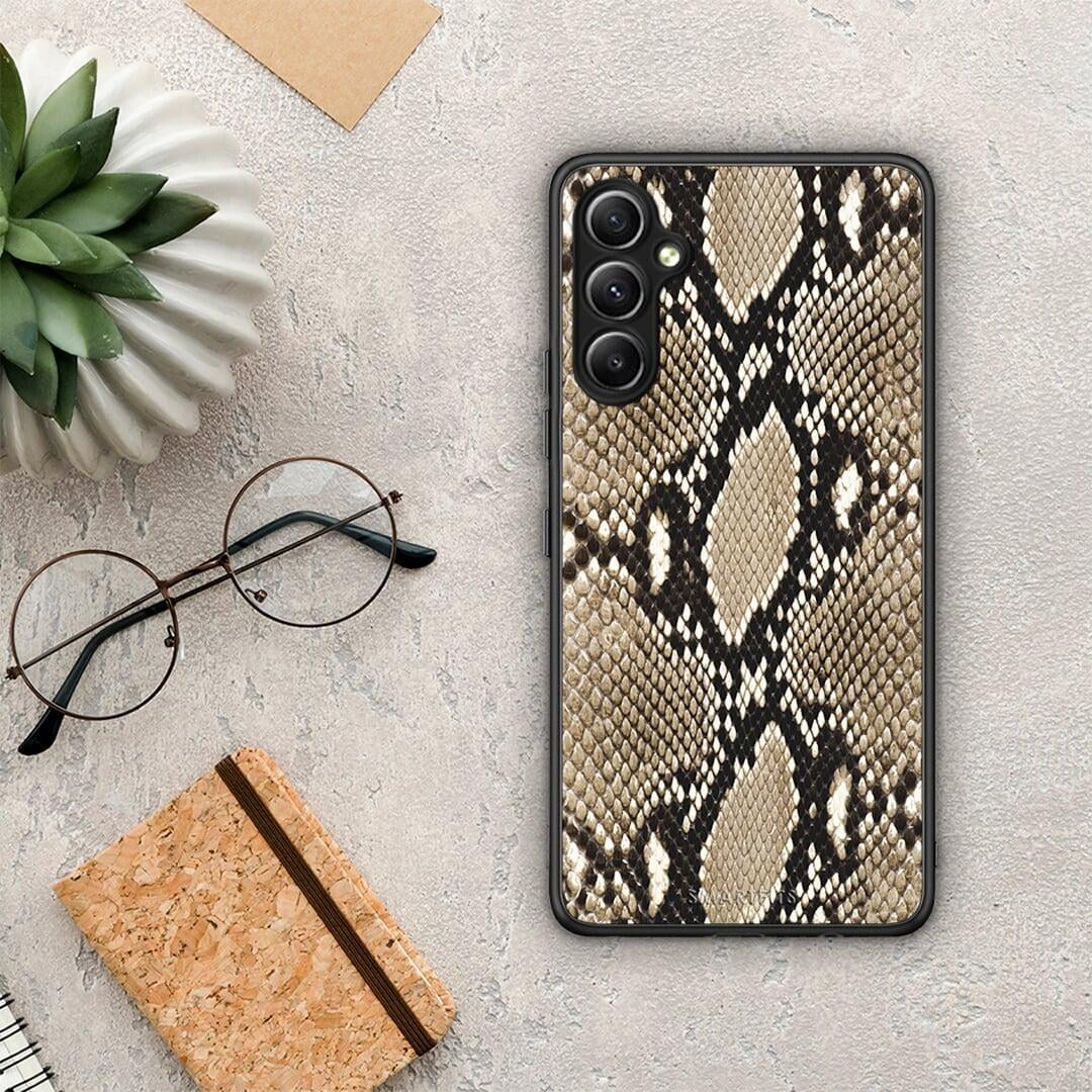 Θήκη Samsung Galaxy A34 Animal Fashion Snake από τη Smartfits με σχέδιο στο πίσω μέρος και μαύρο περίβλημα | Samsung Galaxy A34 Animal Fashion Snake Case with Colorful Back and Black Bezels