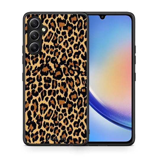 Θήκη Samsung Galaxy A34 Animal Leopard από τη Smartfits με σχέδιο στο πίσω μέρος και μαύρο περίβλημα | Samsung Galaxy A34 Animal Leopard Case with Colorful Back and Black Bezels