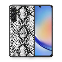 Thumbnail for Θήκη Samsung Galaxy A34 Animal White Snake από τη Smartfits με σχέδιο στο πίσω μέρος και μαύρο περίβλημα | Samsung Galaxy A34 Animal White Snake Case with Colorful Back and Black Bezels