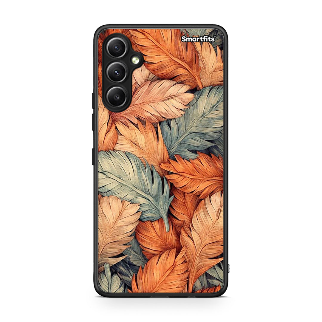 Θήκη Samsung Galaxy A34 Autumn Leaves από τη Smartfits με σχέδιο στο πίσω μέρος και μαύρο περίβλημα | Samsung Galaxy A34 Autumn Leaves Case with Colorful Back and Black Bezels