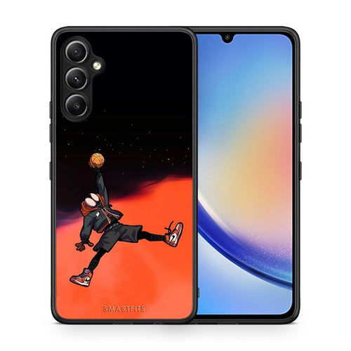 Θήκη Samsung Galaxy A34 Basketball Hero από τη Smartfits με σχέδιο στο πίσω μέρος και μαύρο περίβλημα | Samsung Galaxy A34 Basketball Hero Case with Colorful Back and Black Bezels