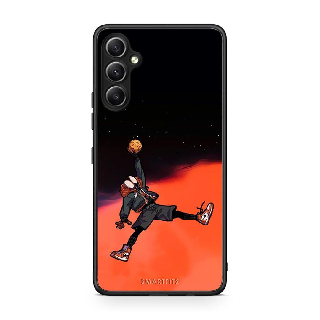 Θήκη Samsung Galaxy A34 Basketball Hero από τη Smartfits με σχέδιο στο πίσω μέρος και μαύρο περίβλημα | Samsung Galaxy A34 Basketball Hero Case with Colorful Back and Black Bezels