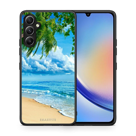 Θήκη Samsung Galaxy A34 Beautiful Beach από τη Smartfits με σχέδιο στο πίσω μέρος και μαύρο περίβλημα | Samsung Galaxy A34 Beautiful Beach Case with Colorful Back and Black Bezels