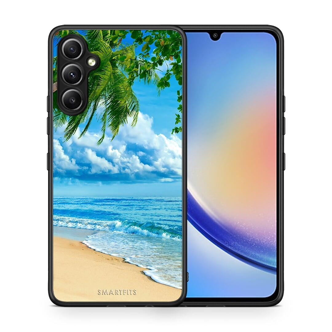 Θήκη Samsung Galaxy A34 Beautiful Beach από τη Smartfits με σχέδιο στο πίσω μέρος και μαύρο περίβλημα | Samsung Galaxy A34 Beautiful Beach Case with Colorful Back and Black Bezels