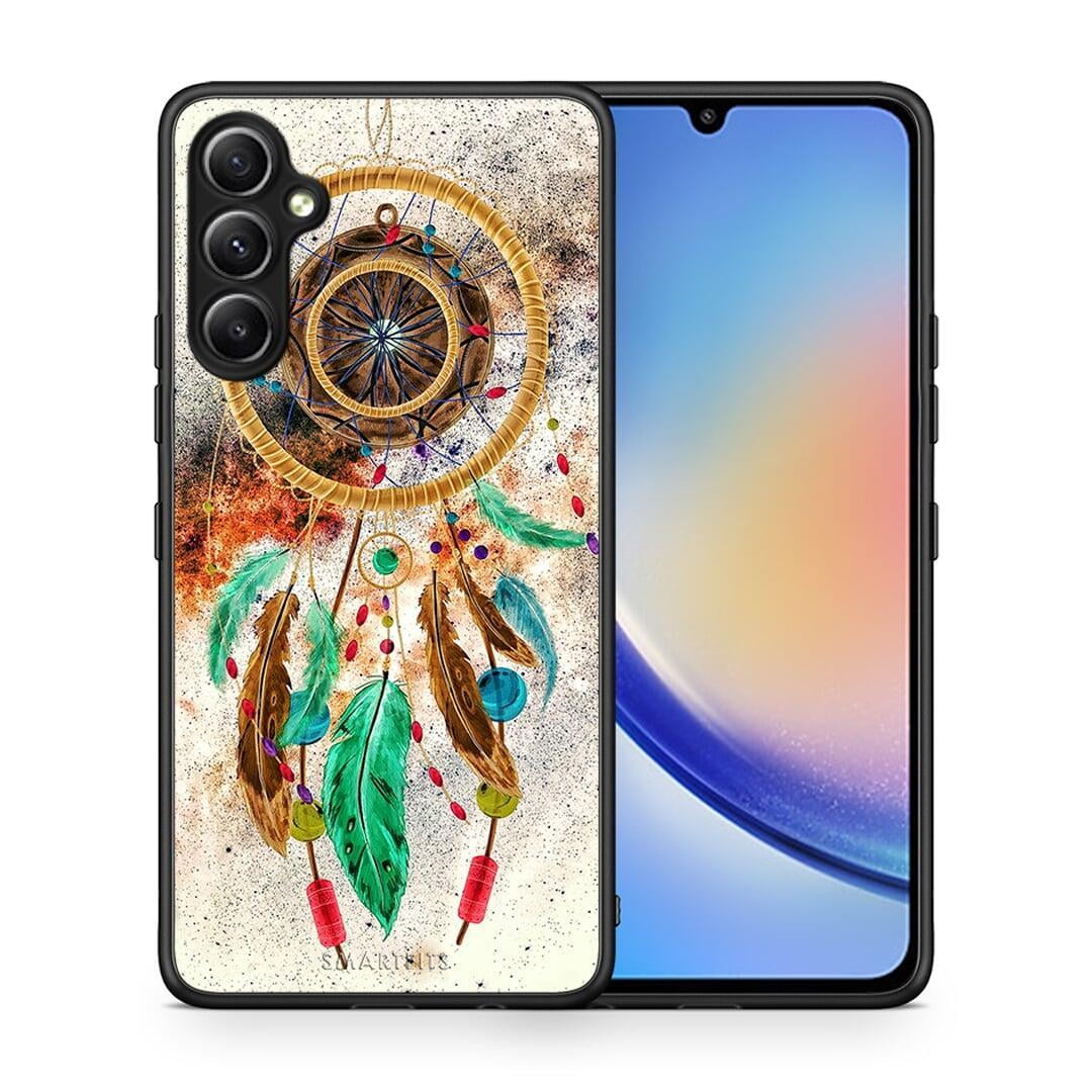 Θήκη Samsung Galaxy A34 Boho DreamCatcher από τη Smartfits με σχέδιο στο πίσω μέρος και μαύρο περίβλημα | Samsung Galaxy A34 Boho DreamCatcher Case with Colorful Back and Black Bezels