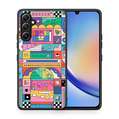 Θήκη Samsung Galaxy A34 Bubbles Soap από τη Smartfits με σχέδιο στο πίσω μέρος και μαύρο περίβλημα | Samsung Galaxy A34 Bubbles Soap Case with Colorful Back and Black Bezels