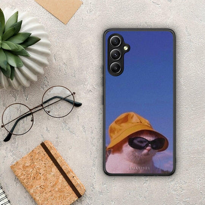 Θήκη Samsung Galaxy A34 Cat Diva από τη Smartfits με σχέδιο στο πίσω μέρος και μαύρο περίβλημα | Samsung Galaxy A34 Cat Diva Case with Colorful Back and Black Bezels