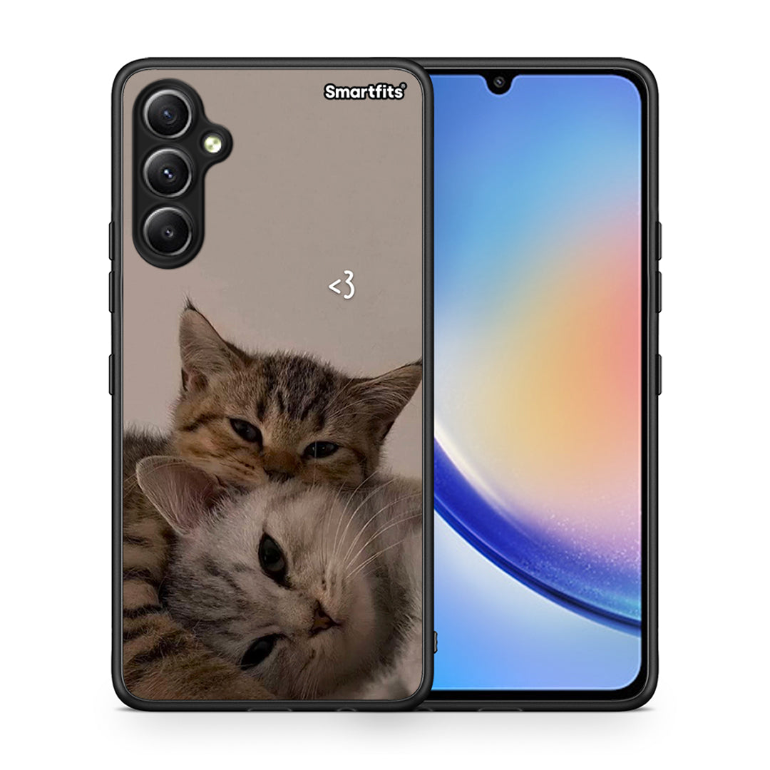 Θήκη Samsung Galaxy A34 Cats In Love από τη Smartfits με σχέδιο στο πίσω μέρος και μαύρο περίβλημα | Samsung Galaxy A34 Cats In Love Case with Colorful Back and Black Bezels
