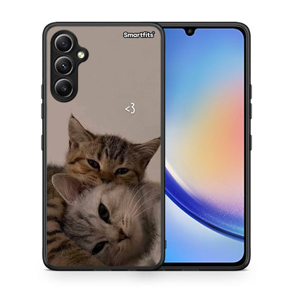 Θήκη Samsung Galaxy A34 Cats In Love από τη Smartfits με σχέδιο στο πίσω μέρος και μαύρο περίβλημα | Samsung Galaxy A34 Cats In Love Case with Colorful Back and Black Bezels