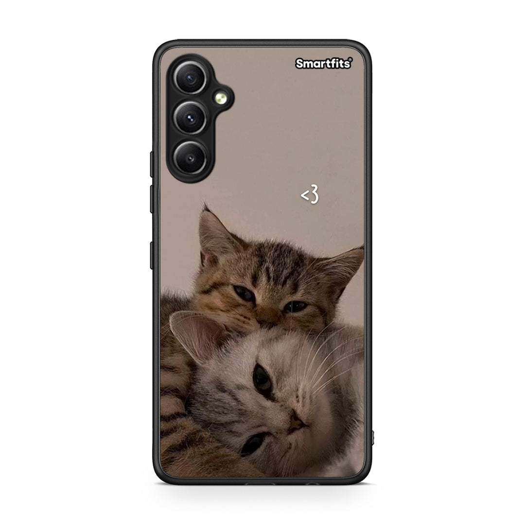 Θήκη Samsung Galaxy A34 Cats In Love από τη Smartfits με σχέδιο στο πίσω μέρος και μαύρο περίβλημα | Samsung Galaxy A34 Cats In Love Case with Colorful Back and Black Bezels