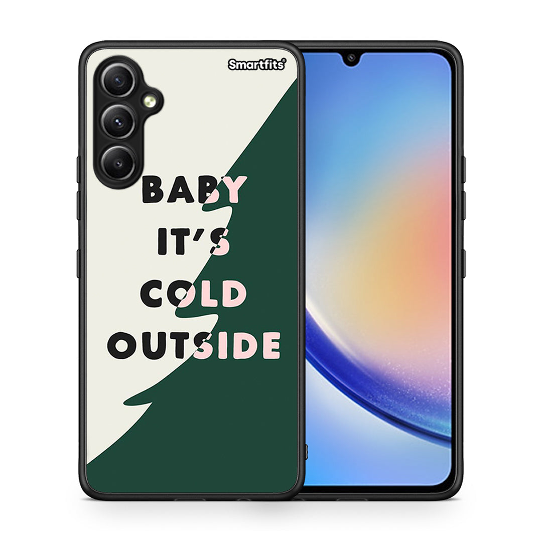 Θήκη Samsung Galaxy A34 Cold Outside από τη Smartfits με σχέδιο στο πίσω μέρος και μαύρο περίβλημα | Samsung Galaxy A34 Cold Outside Case with Colorful Back and Black Bezels