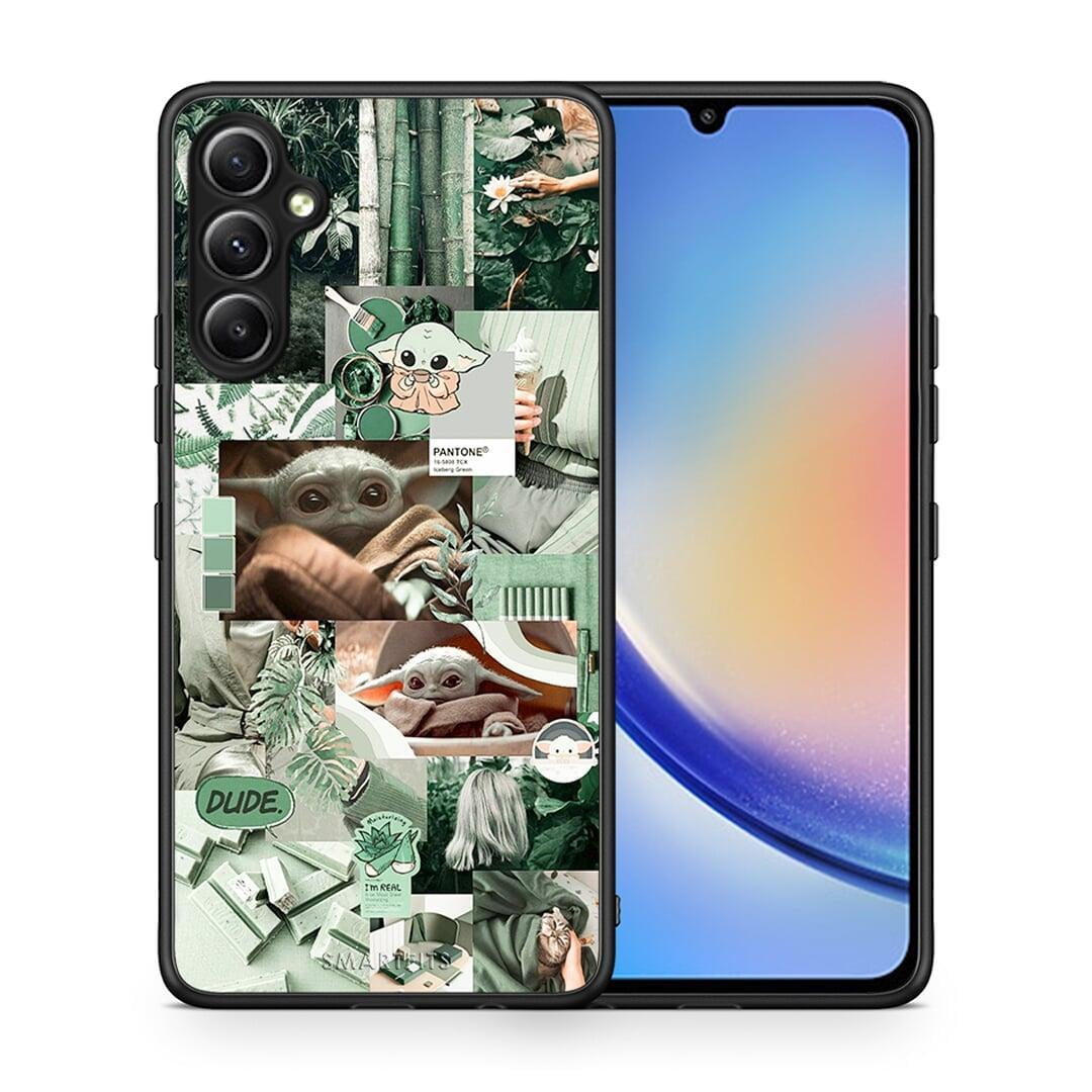 Θήκη Samsung Galaxy A34 Collage Dude από τη Smartfits με σχέδιο στο πίσω μέρος και μαύρο περίβλημα | Samsung Galaxy A34 Collage Dude Case with Colorful Back and Black Bezels