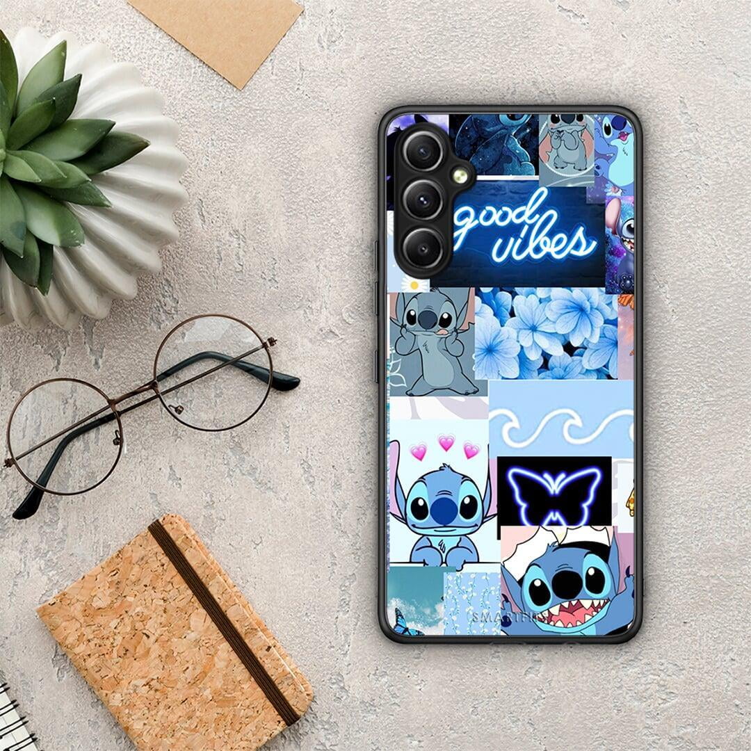 Θήκη Samsung Galaxy A34 Collage Good Vibes από τη Smartfits με σχέδιο στο πίσω μέρος και μαύρο περίβλημα | Samsung Galaxy A34 Collage Good Vibes Case with Colorful Back and Black Bezels