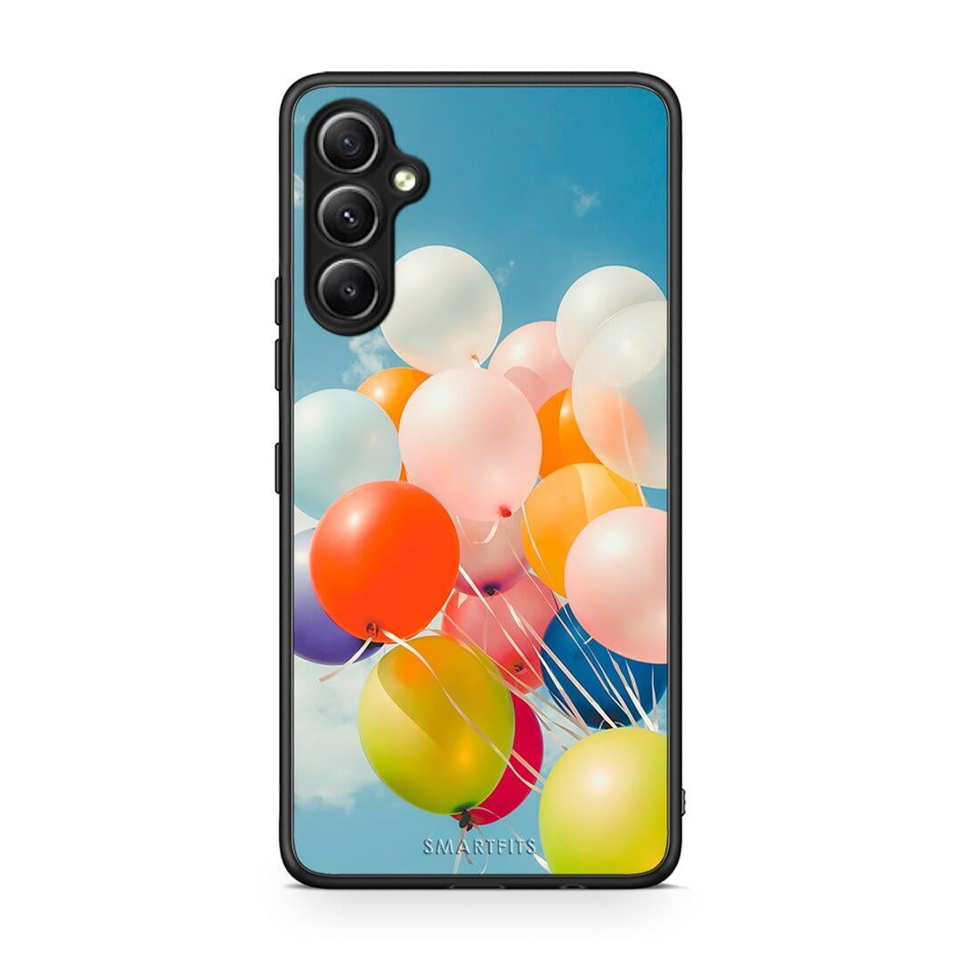 Θήκη Samsung Galaxy A34 Colorful Balloons από τη Smartfits με σχέδιο στο πίσω μέρος και μαύρο περίβλημα | Samsung Galaxy A34 Colorful Balloons Case with Colorful Back and Black Bezels