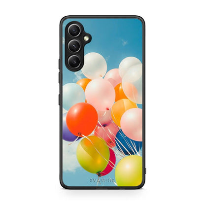 Θήκη Samsung Galaxy A34 Colorful Balloons από τη Smartfits με σχέδιο στο πίσω μέρος και μαύρο περίβλημα | Samsung Galaxy A34 Colorful Balloons Case with Colorful Back and Black Bezels