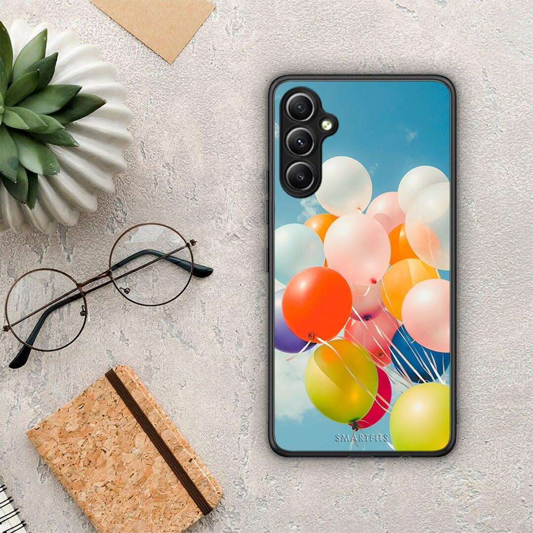 Θήκη Samsung Galaxy A34 Colorful Balloons από τη Smartfits με σχέδιο στο πίσω μέρος και μαύρο περίβλημα | Samsung Galaxy A34 Colorful Balloons Case with Colorful Back and Black Bezels
